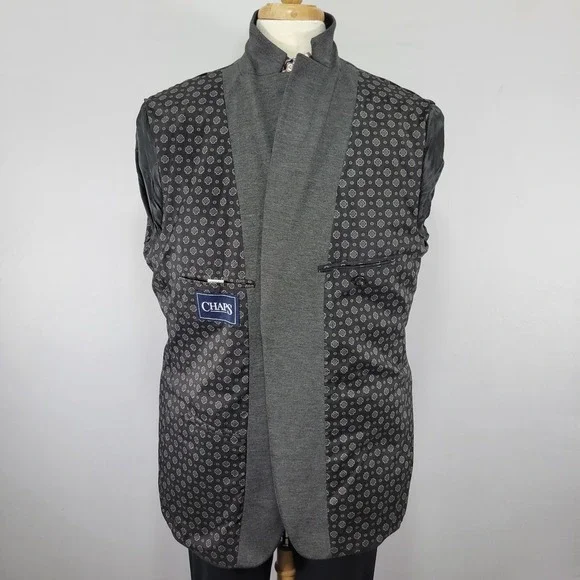 Chaps Men's Sport Coat Blazer Two‎ Button Charcoal Gray Polyester Blend Sz 48L